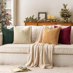 MIULEE Corduroy Decorative Throw Pillow Covers Christmas Red Green 18x18 - Image 3