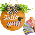 18 Pcs Interchangeable Seasonal Welcome Signs Front Door Decoration, Rustic Dachshund Seasonal Home Sign, Great Dog Gifts, Suitable for All Holidays Including Valentine's Day, Easter (Brown) by LITIALLY