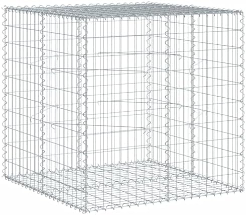 vidaXL Gabion Basket with Cover 39.4"x39.4"x39.4" Galvanized Iron - Image 7