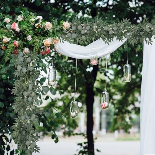 Suncalla 2 Pcs 10 Feet Fake Greenery Garlands Artificial Silver Dollar Eucalyptus Garland in Grey Green and Willow Twigs Garland Intertwined Together for Wedding Arch Doorways Table Decor - Image 5