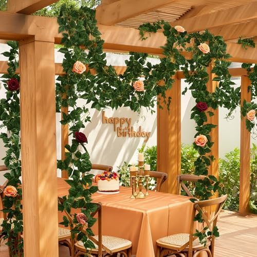 ucky Fake Vines, Eucalyptu Vines Garland, Ivy Vines, Green Artificial Wall Decor Hanging, Wedding Decoration，Flower Bouquet Decoration (4, Boston Vines) - Image 7