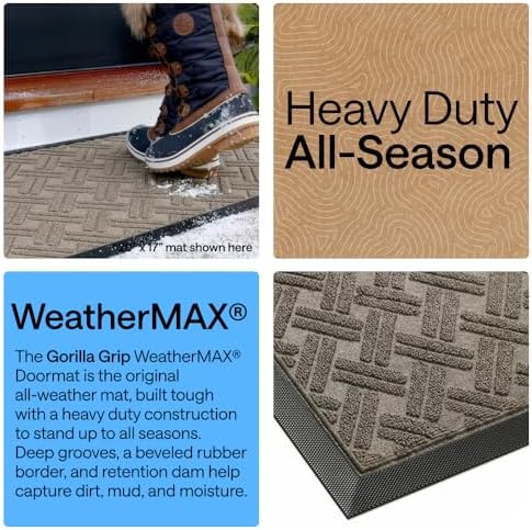 GORILLA GRIP WeatherMAX Door Mat, Indoor Outdoor, 47x35, Beige Basket Weave - Image 4