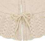 Ivory Knitted Christmas Tree Skirt, Cozy Cable Knit Design with Scalloped Edge and Ties, Rustic Farmhouse Holiday Décor for Christmas Tree Base(Ivory, 48") - Image 4