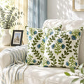 Alysheer Embroidered Decorative Throw Pillow Cover 20"x 20" Set of 2, Blue by Alysheer