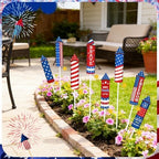 8 Pcs 4th of July Metal Firework Garden Stakes, American Flag Yard Sign, Patriotic Independence Day Memorial Day Decor for Outdoor Lawn, Yard, Garden, Walkway (Rockets) - Image 3