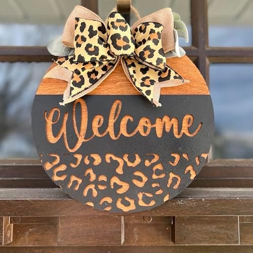 Wood front door sign Wood sign Home decor Welcome sign Sign for front door House warming gift Wedding gift (Leopard Welcome-DS010(A39) S003, 15" Width) - Image 2