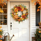 24" Artificial Harvest Fall Wreaths for Front Door with Peony & Pumpkins - Image 4