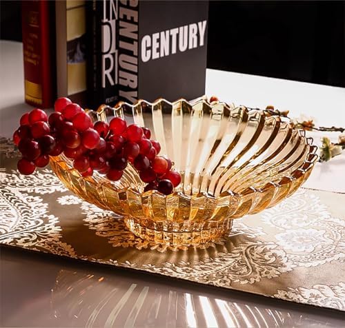 Extra Large Glass Fruit Bowl or Decorative Bowl, Center Bowl，Used for Kitchen Counter or Living Room Central Table Decoration (Amber) - Image 6