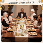 4 Pcs Ramadan Trays with Lid Gold Eid Mubarak Tray Plates Ramadan Moon Candy Dish Table Decorations Food Serving Tray Islam Muslim Al-fitr Cookie Storage Container for Eid Party Supplies - Image 2
