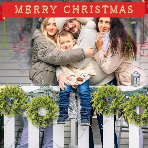 12 Pcs Christmas Wreath 10 Inch Green Artificial DIY Faux Plain Wreaths Front Door Green Farmhouse Cabinets Wreath Indoor Outdoor Wall Decor(Pine Needle) - Image 7