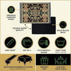 Tache Set of 4 Black & Green Tapestry Placemats – Woven Floral Paisley Medallion, Rococo Baroque Style – Cotton Linen Cloth Table Mats for Dining, Kitchen & Holiday Decor (13" x 19") - Image 2