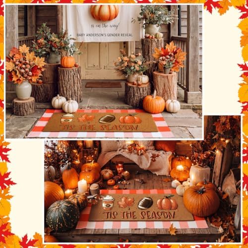 Moucuny 2 Pcs Large Fall Football Coir Doormat Outdoor, Non-Slip Backing - Image 5