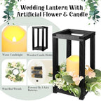 Hushee 30 Pcs Wooden Wedding Lantern Centerpiece Candles Wreaths Set,Black - Image 4
