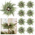 8 PCS Christmas Pine Taper Candle Rings Wreaths 1.38" Mini Norfolk Cedar Taper Candle Holder Wreaths Candle Rings with Berry Pinecones for Xmas Winter Church Home Table Centerpiece Candlesticks Decor by Unknown