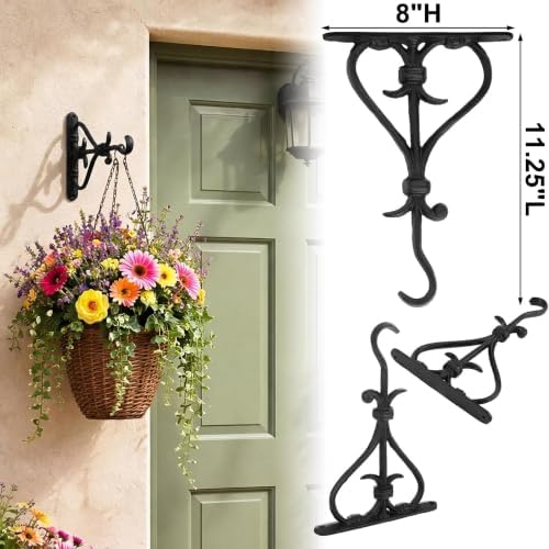 4 Pack Plant Hanger Black Outdoor L Cast Iron Decorative Bracket - Image 3