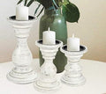 Antique White Wooden Candle Holder Set of 3 – 10, 8, 6 Inch by HomebiaDesigns