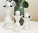 Antique White Wooden Candle Holder Set of 3 – 10, 8, 6 Inch by HomebiaDesigns