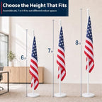 American Flag with Pole and Stand - Heavy Duty 1" Free Standing Indoor Flagpole Set with 3x5ft Embroidered US Flags,Weighted Base, 6-8 FT Adjustable Portable For Office, Church,School (White) - Image 5