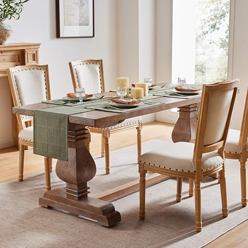 ZeeMart Linen Checked Farmhouse Placemats Set of 6, Olive 13x19in - Image 6