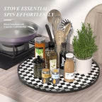 AMH 24-Inch Black and White Checkerboard Lazy Susan Decorative Tray - Image 5