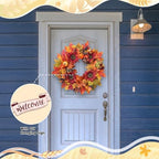 Autumn Wreaths for Front Door Decor Artificial Flower, 20" Fall Pumpkin - Image 3