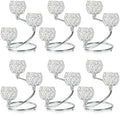 Metal Crystal Candle Holder Set of 6 - Elegant 3-Arm Tea Light Centerpiece with Shining Crystal Bowl, Wedding Anniversary Table Decor for Dining, Party (Silver, 6 Pcs 3 Arm) by kehail