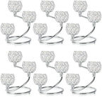 Metal Crystal Candle Holder Set of 6 - Elegant 3-Arm Tea Light Centerpiece with Shining Crystal Bowl, Wedding Anniversary Table Decor for Dining, Party (Silver, 6 Pcs 3 Arm) by kehail