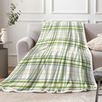 JAWO Buffalo Plaid Check Throw Blanket, Plaid Pattern Pastel Light St Patrick Theme Green Checkered Gingham Cozy Bed Couch Blanket, Soft Comfy Fleece Flannel Throws Blankets Livingroom Bedroom Decor - Image 5