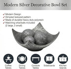 Seraphic Coffee Table Decor, Decorative Centerpiece Scoop Bowl, Silver - Image 2