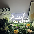 Happy Ramadan LED Neon Sign Transparent Acrylic Light Decor for Wedding Birthday Party Wall Home Bedroom Room Art Decoration with USB Light Modulator 5V - Image 2