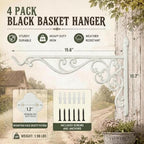 Landhoow 4 Pcs 15.6" Cast Iron Hanging Outdoor Wall Hanger, White - Image 3