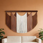 Jditngp Large Macrame Wall Hanging Tapestry,Boho Wall Art Decor Chic Bohemian Handmade Cotton Rope Woven Tapestry Home Decoration for Living Room Bedroom Apartment (47.2"WX33.5"L)Brown Beige Tassels - Image 3