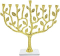 The Dreidel Company Large Gold Hanukkah Menorah Tree of Life with Stone Base 11 Imces Long by TheDreidelCompany