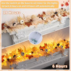 Fall Decor 6FT Lighted Fall Garland with Lights & Timer, Full Autumn Light Up Fall Leaf Mantle Garland with Pumpkin Berries Pinecone, Indoor Fall Thanksgiving Decorations for Home Fireplace Porch Door - Image 3