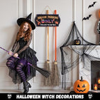ELAMAS Halloween Decorations Light-Up Broom Parking Only Sign with 3 Witch Brooms, Violators Will Be Toad Funny Witch for Indoor Wall Outdoor Front Porch Yard Party Decor or Home Office Living Room - Image 6