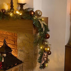 Valery Madelyn 6 Ft Christmas Garland with Lights for Mantle Copper Gold - Image 3