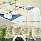 Sioloc 10 Pack Beige Cheesecloth Table Runner 120'' x 35'',Spring Easter Decor Soft Gauze Boho Wedding Table Decor for 10ft Table Birthday Party,Baby Shower, Bridal Shower, Home & Event Decor - Image 3