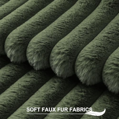 Pallene Faux Fur Decorative Throw Pillow Covers 20x20 Set of 2, Olive Green - Image 2