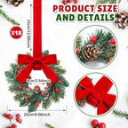 Knitgrip 18 Pcs Mini Christmas Kitchen Wreath with Red Bow Pine Cone Decor - Image 2