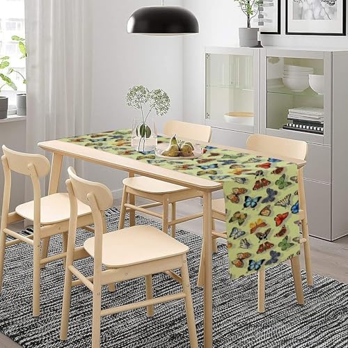 Natural Fresh Butterfly Table Runner Cute Colorful Butterflies with Shadows Printed Pattern for Dining Room, Kitchen, Living Room, Outdoor,Holiday and Party Table Decor 13x120in - Image 3