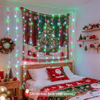JMEXSUSS 300LED Red White and Green Christmas Curtain Lights with Remote - Image 4