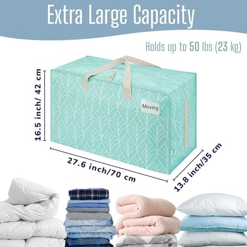 VENO 8 Pack Extra Large Heavy Duty Moving Bags with Wide Opening & Reinforced Handles, Reusable Storage Tote Bags with Strong Zippers for Clothes, College Dorm Essentials & Moving Supplies - Image 4