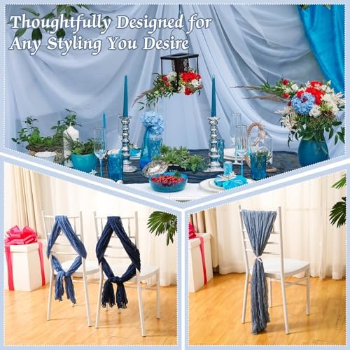 Remagr 12 Pcs Gradient Blue Cheesecloth Gauze Table Runners - Image 6