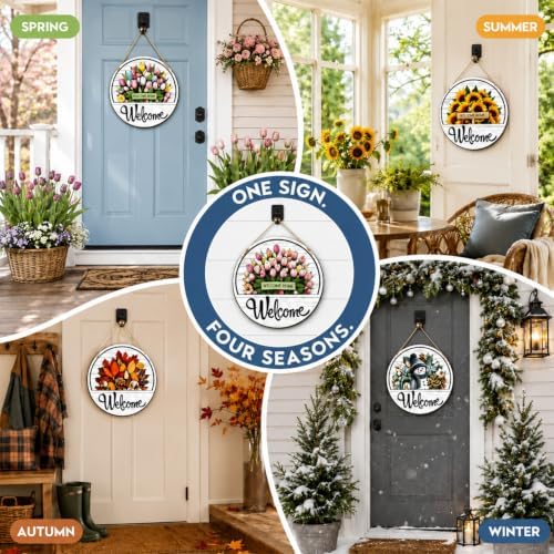 16 PCS Interchangeable Welcome Sign for Front Door 11.8'' Magnetic Wood Decor, Wooden Farmhouse Rustic Outdoor Welcome Signs Porch，door sign - Image 7