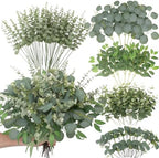 Daynight 120 Pcs Artificial Mixed Eucalyptus Stems Bulk, Green by Unknown