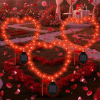 Retisee 3 Pcs Valentines Red Heart Shaped Solar Lights Metal Solar Decorative Lamps with Stakes for Garden Yard Path or Landscape Light Outdoor Decor, 12.7 x 9.3 Inch by Retisee