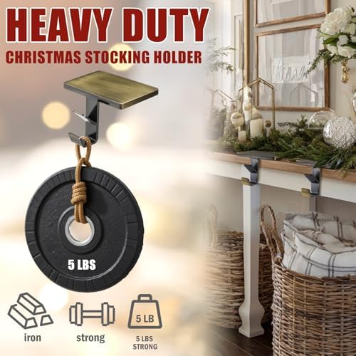 MorningRo 6 Pack 2 in 1 Stocking Holders for Mantle, Dark Bronze - Image 3