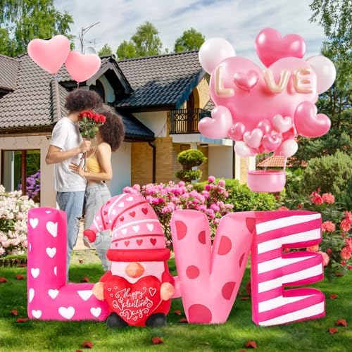Valentines Day Inflatables Outdoor Decorations 6ft Long Valentines Day Inflatable Love Letters Blow Up Yard Decor Gnome Romantic Heart Lighted Blowups Outside Lawn Party Wedding Anniversary - Image 7