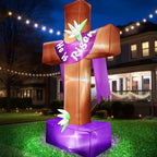 8 Ft Easter Inflatable Cross Outdoor Decoration, Blow Up He is Risen Yard Decorations with Built-in LED Lights Easter Party Decor Yard Garden Lawn Indoor Outdoor Home - Image 4