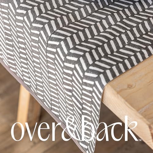 over&back 18x108 Hand-Blocked Printed Cotton Table Runner - Washable Table Runners for a Custom Home Decor Tablescape - Perfect for Coffee Table, Dinner Table, Living Room, and More - Grey Herringbone - Image 6